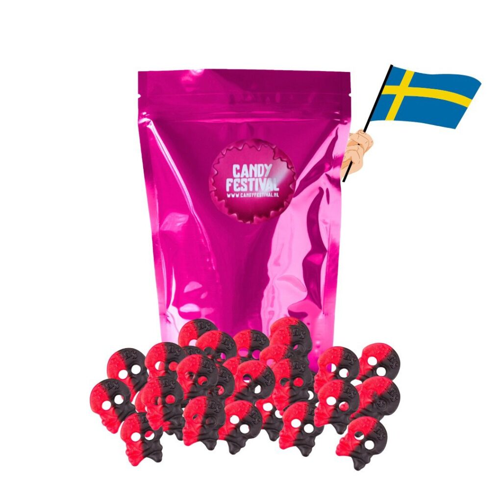 Bubs Raspberry Liquorice Skulls 200 gram